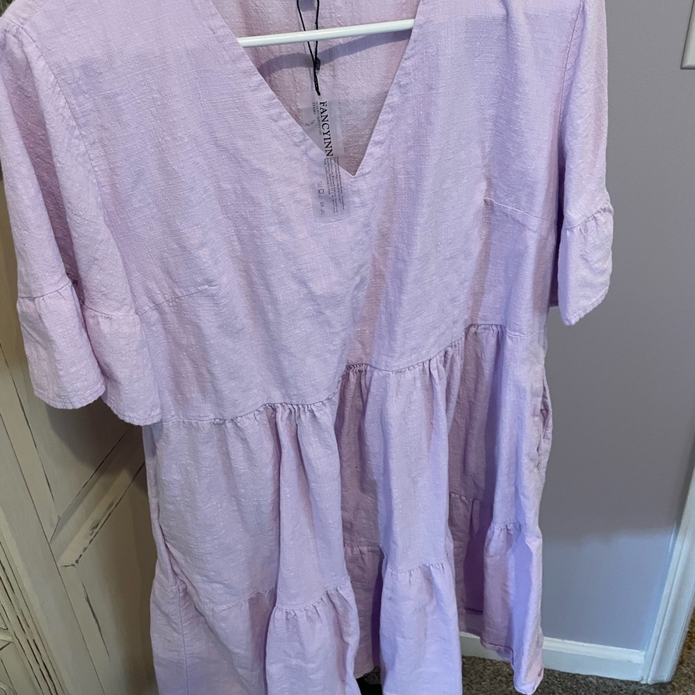 Purple Tiered Short sleeve dress size L
